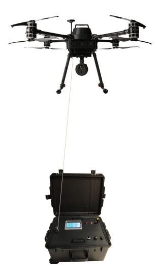 zenith aerotech tethered drone ground power station and quad 8 tethered drone