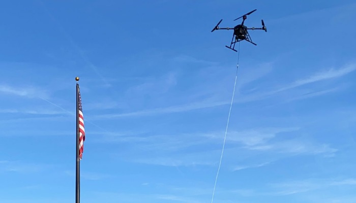 zenith aerotech tethered drone for defense with usa flag