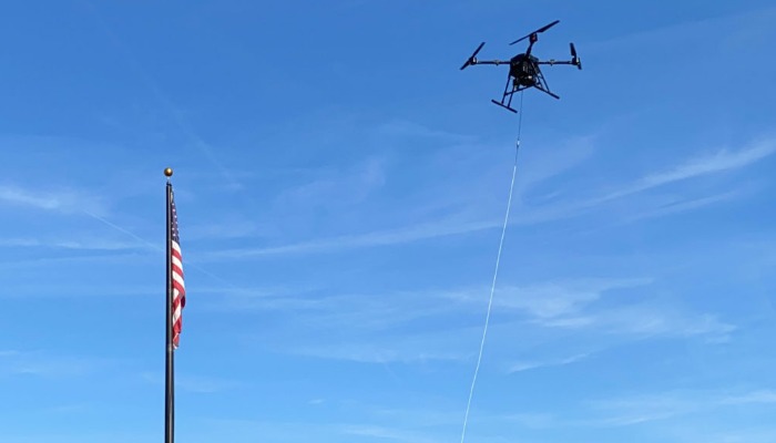 Zenith Aerotech tethered drone with radar, EO/IR gimbal, and radio payload